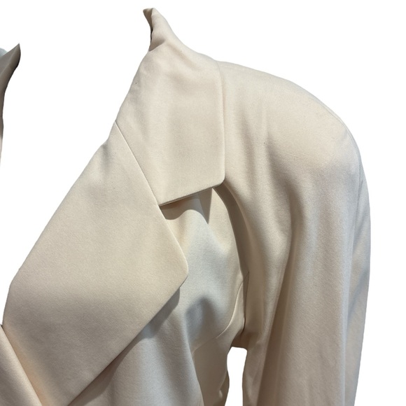 80s A+ELLEN SILK CREAM WIDE LAPEL DOUBLE BREASTED BLAZER QUIET LUXURY SZ 12 - Picture 6 of 8